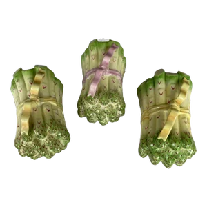 1960s Herend Porcelain Asparagus Boxes With Bows- Set of 3