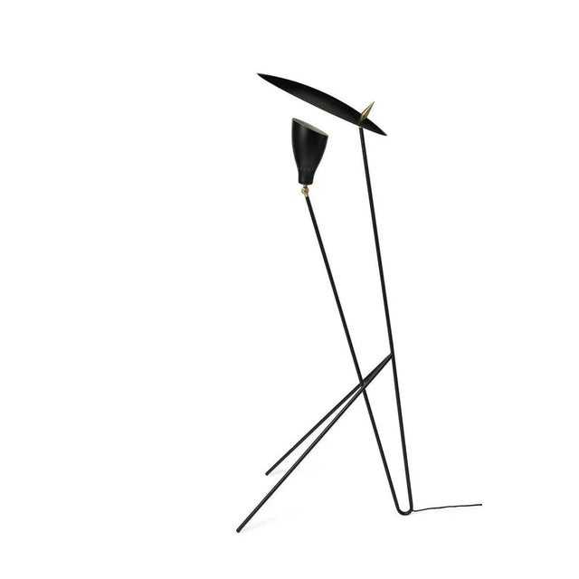 Silhouette black noir floor lamp by warm nordic dimensions: d45 x w59 x h140 cm material: lacquered steel, solid brass...