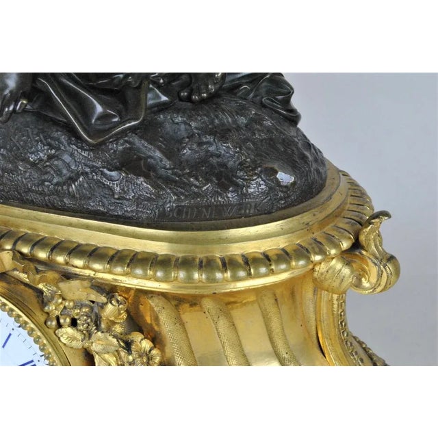 Bronze Clock Depicting Woman with Flowers from Schenewerk, 19th Century For Sale - Image 5 of 18