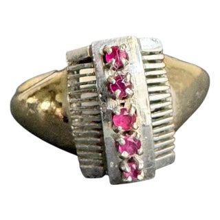 Vintage 14k White Gold Ruby Ring Art Deco MCM Size 5 For Sale