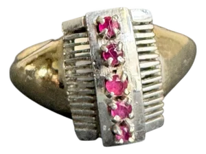 Vintage 14k White Gold Ruby Ring Art Deco MCM Size 5