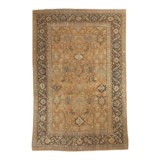 Antique Persian Sultanabad Carpet, Handmade Oriental Rug, Brown, Peach Soft Blue For Sale