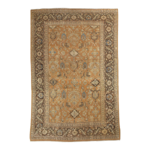 Antique Persian Sultanabad Carpet, Handmade Oriental Rug, Brown, Peach Soft Blue