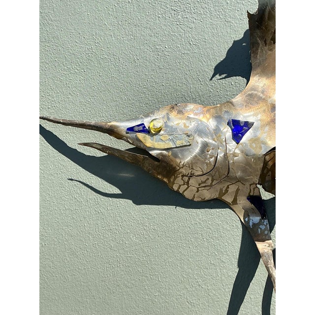Silver Vintage Metal Sailfish Wall Sculpture For Sale - Image 8 of 18