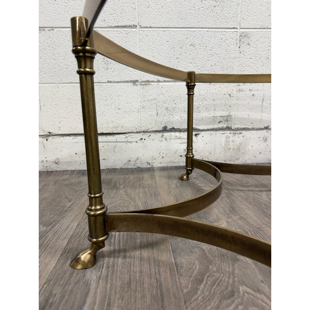 Vintage Mid Century Labarge Style Brass Hexagonal Coffee Table Cocktail Table For Sale - Image 9 of 11