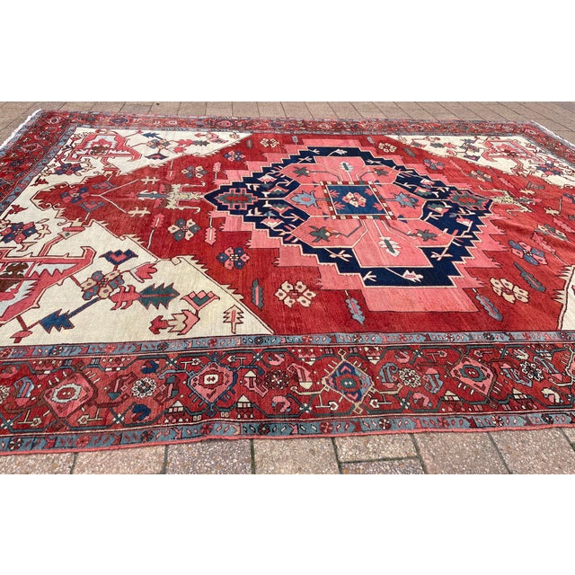 Traditional Antique Persian Serapi Carpet For Sale - Image 3 of 14