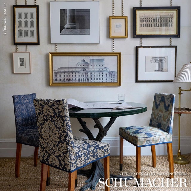 2020s Sample - Schumacher Gianna Embroidery Fabric In Indigo For Sale - Image 5 of 6