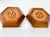 1960's Hexagon Wood & Tooled Leather Wall Clocks – Working Pair For Sale - Image 11 of 16