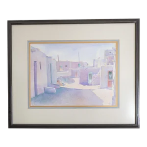 Watercolor of a Village in New Mexico by Leigh Anne Boy
