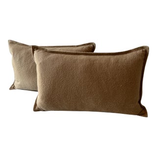 Restoration Hardware Tan Cashmere Lumbar Pillows- Set of 2 For Sale