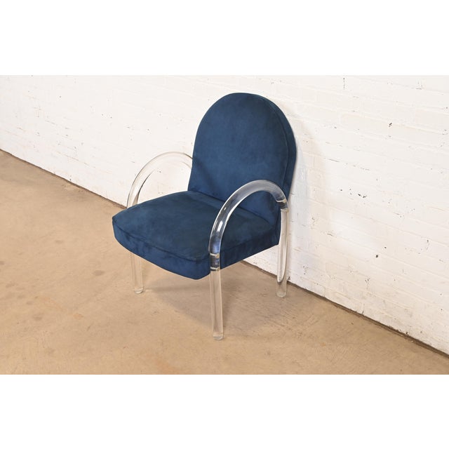 Leon Rosen for Pace Collection Modern Art Deco Lucite Waterfall Armchairs, Set of Six For Sale - Image 9 of 15