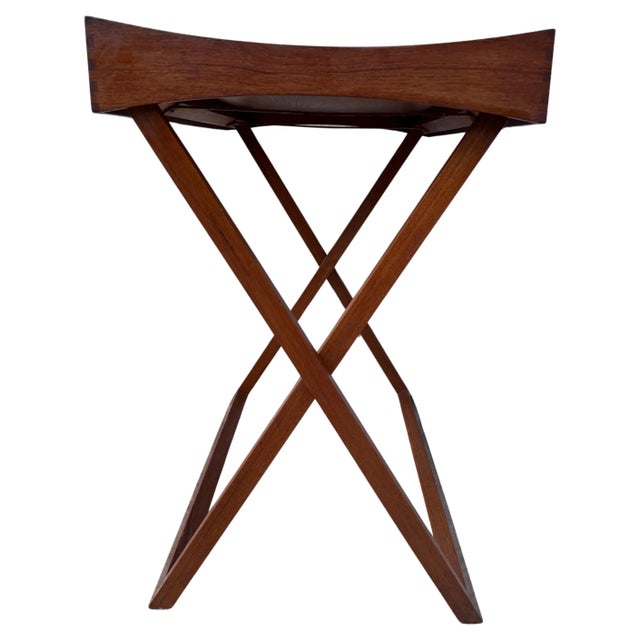Danish Modern Campaign Style Teak & Black Lacquer Reversible Tray Table For Sale - Image 10 of 11