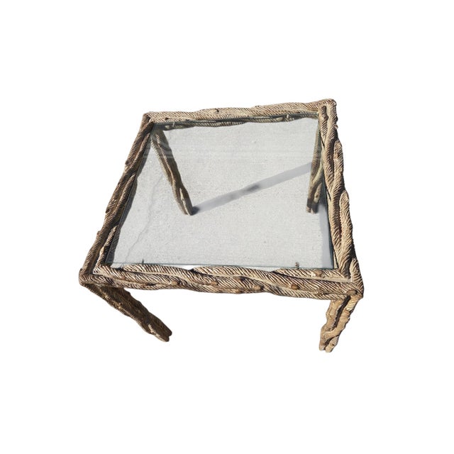 Vintage Carved Faux Bois Mid Century Side Table Hollywood Regency Carved Wood For Sale In Philadelphia - Image 6 of 16