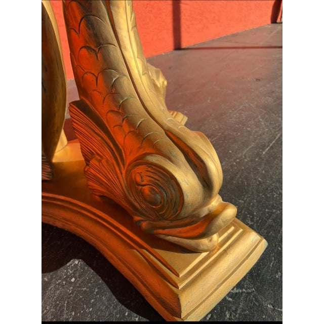 Gold Hollywood Regency Solid Brass Dolphin Dining Table For Sale - Image 8 of 12