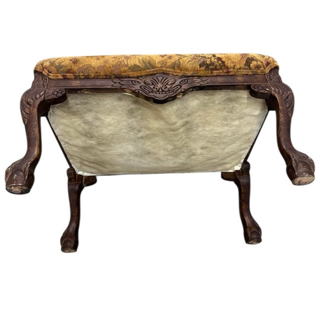 Antique Wood and Tapestry Fabric Footstool For Sale - Image 10 of 10