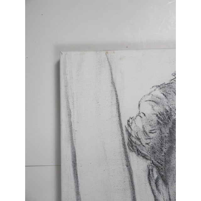 Contemporary Contemporary Charcoal on Canvas Portrait Drawing For Sale - Image 3 of 7