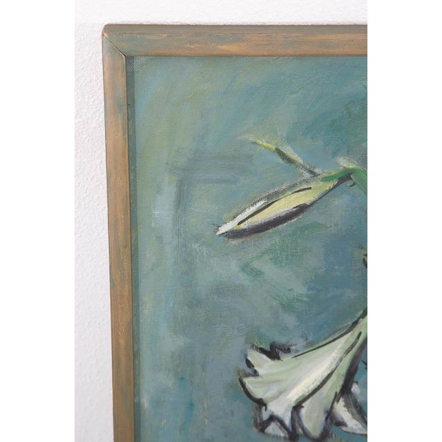Blue Mid Century Modern Oil Painting George Constant Art Abstract Original Lilies '43 For Sale - Image 8 of 12