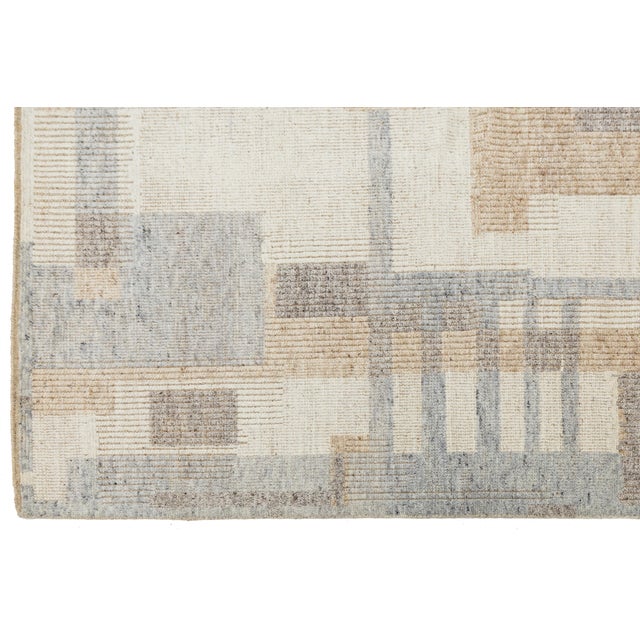 Modern Moroccan Style Wool Rug Handwoven Abstract in Neutral Earth Tones For Sale - Image 11 of 11