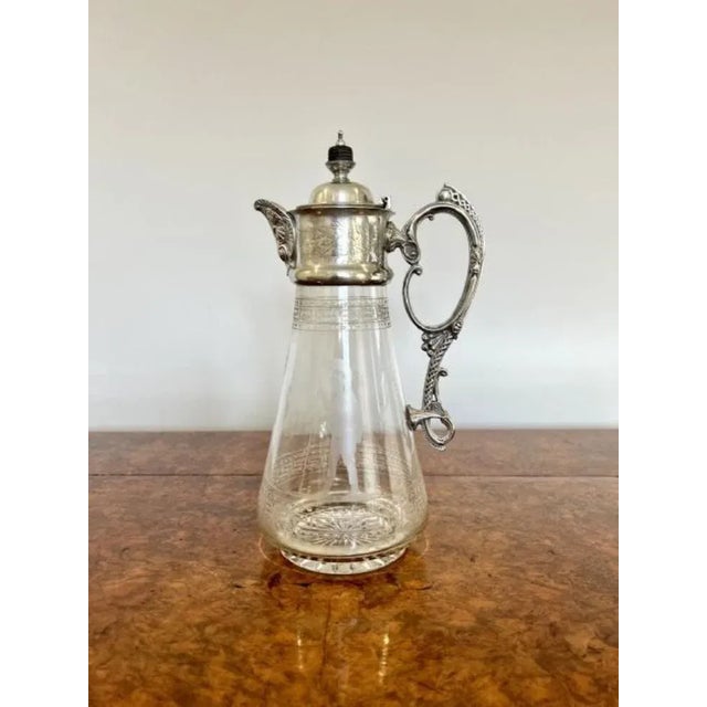 Glass Victorian Glass and Silver Plated Claret Jug, 1860s For Sale - Image 7 of 10