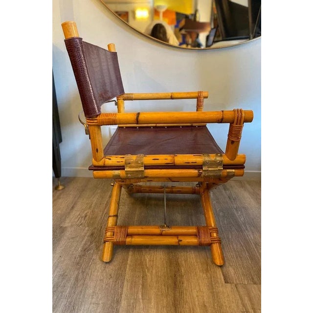 Director's Chair in Leather and Brass by Ryda Levi McGuire, 1960s For Sale - Image 3 of 18