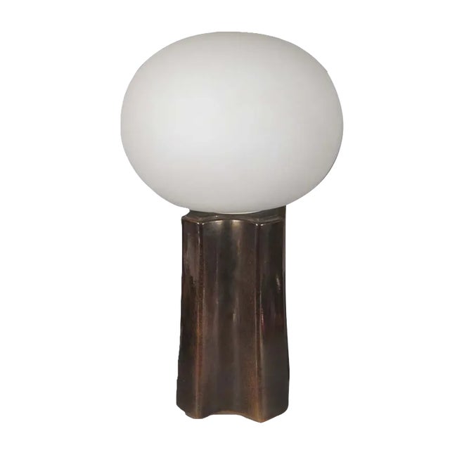 Vintage Ceramic & Glass Table Lamp For Sale