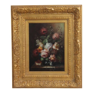 Artist Signed Framed Still Life Oil Paint on Canvas For Sale