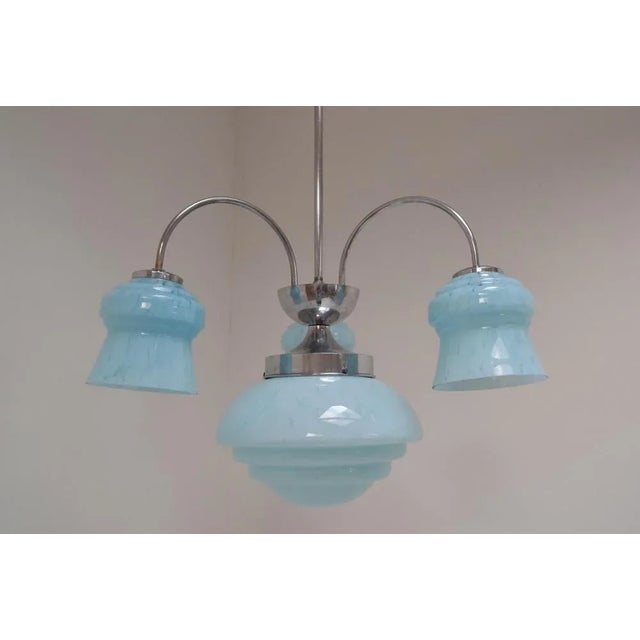 Art Deco Chrome Chandelier, 1930s For Sale - Image 4 of 14