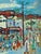 1965 Mid-Century Modern 'The Joyful Passage' Vintage Original Swedish Street Scene Oil Painting, Framed For Sale - Image 9 of 13