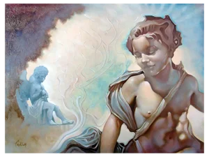 Vadim Kovalev, Angels, Oil on Wood