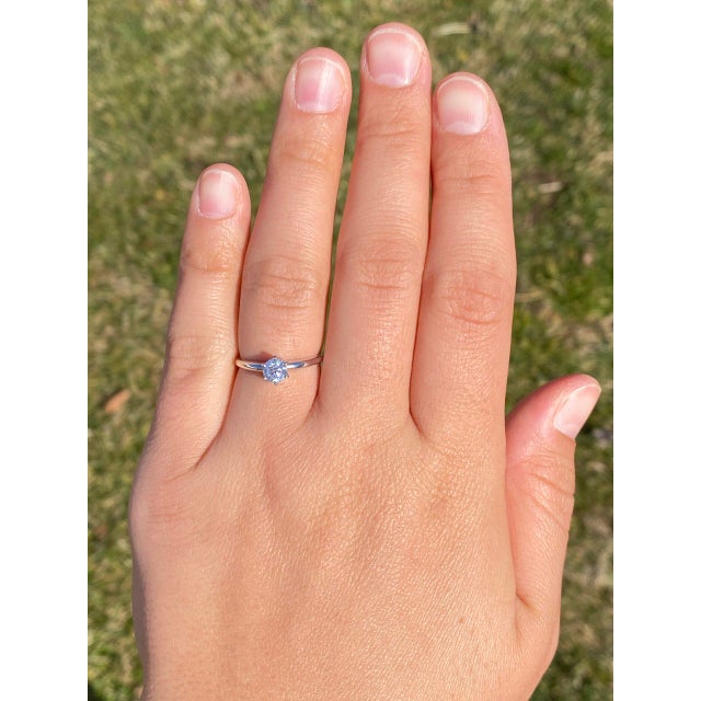 The Trafford: White Gold Solitaire Engagement Ring with Natural Diamond For Sale - Image 10 of 11