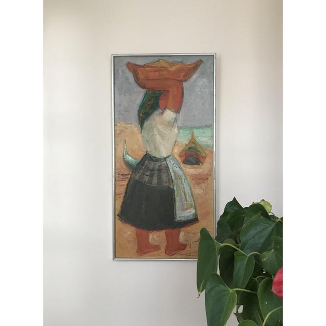 Serge DELAVEAU, The Portuguese Fisherwoman, 1980s, Oil on canvas, signed For Sale - Image 6 of 7