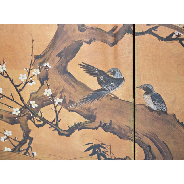 "Ancient Plum Blossoms and Mandarin Ducks" by Yukiga, 1970s Japanese Byobu Screen For Sale - Image 9 of 18