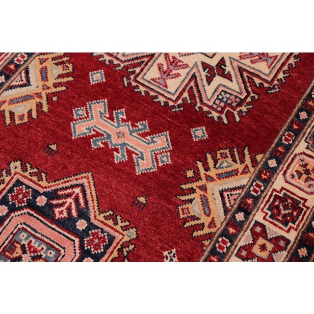Boho Chic Super Kazak Owen Red/Beige Wool Runner Rug- 2'9'' X 9'8'' For Sale In New York - Image 6 of 10