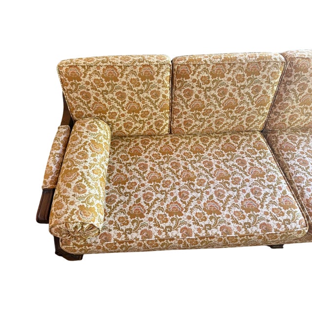 Spanish Revival Vintage 1970s Mediterranean Living Room Set With Sofa, Chair & Ottomans For Sale - Image 3 of 14