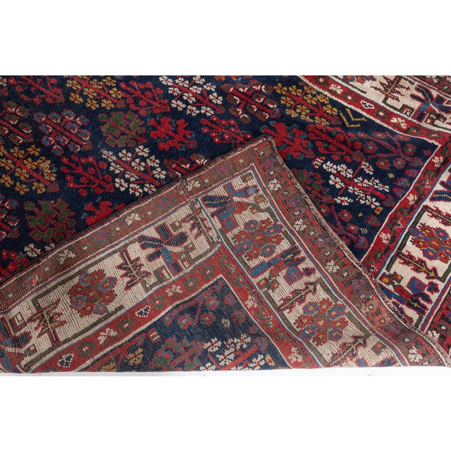 Persian 19th Century North West Persian Botanic Handwoven Wool Rug For Sale - Image 3 of 9