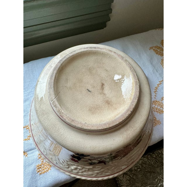 Antique Floral Japanese Mixing Bowl For Sale - Image 4 of 6