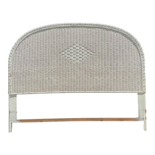Vintage White Rattan Queen Headboard For Sale