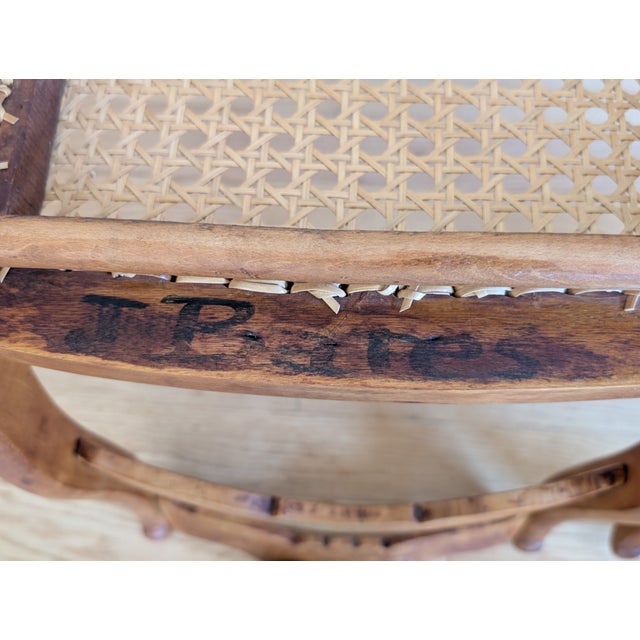 Pair of Mid-1800's English Country Ladder Back Cane Chairs, Signed by J. Bates For Sale - Image 11 of 12