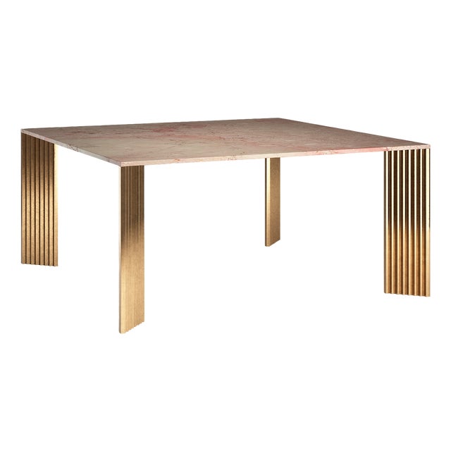 Piero Dining Table with Cast Bronze Legs and Pink Rosa Tea Marble Top by Fred & Juul For Sale