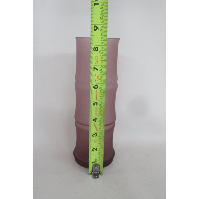 Purple Frosted Glass Vase Vintage Bamboo Hooped Mid Century Modern Style 4746b For Sale In Miami - Image 6 of 11