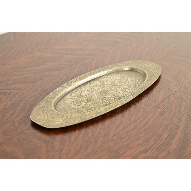 Art Deco Roycroft Arts & Crafts Silver Finished Hammered Copper Tray, Circa 1920s For Sale - Image 3 of 10