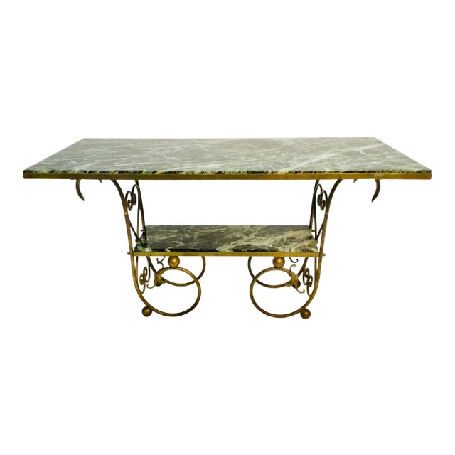 19th Century French Marble and Brass Two-Tier Table For Sale