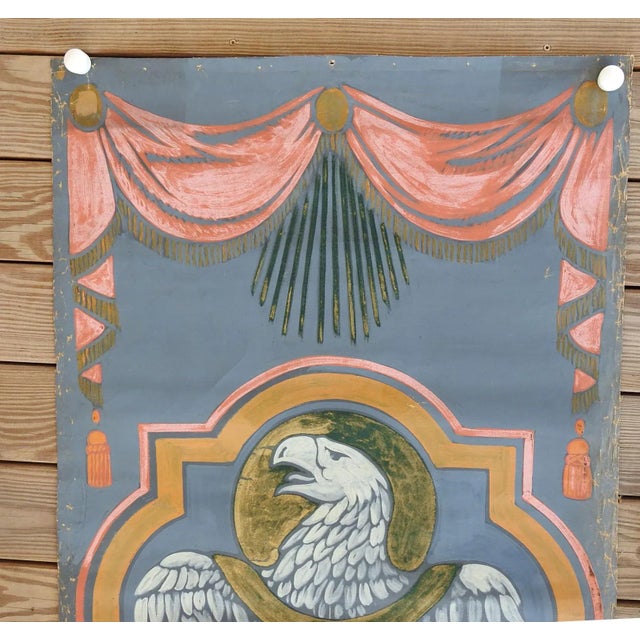 Vintage oil on canvas painting of Eagle of St. John by Geneva Flores Hart Fell (1906 - 2008) Texas. Blue, pink and gold...