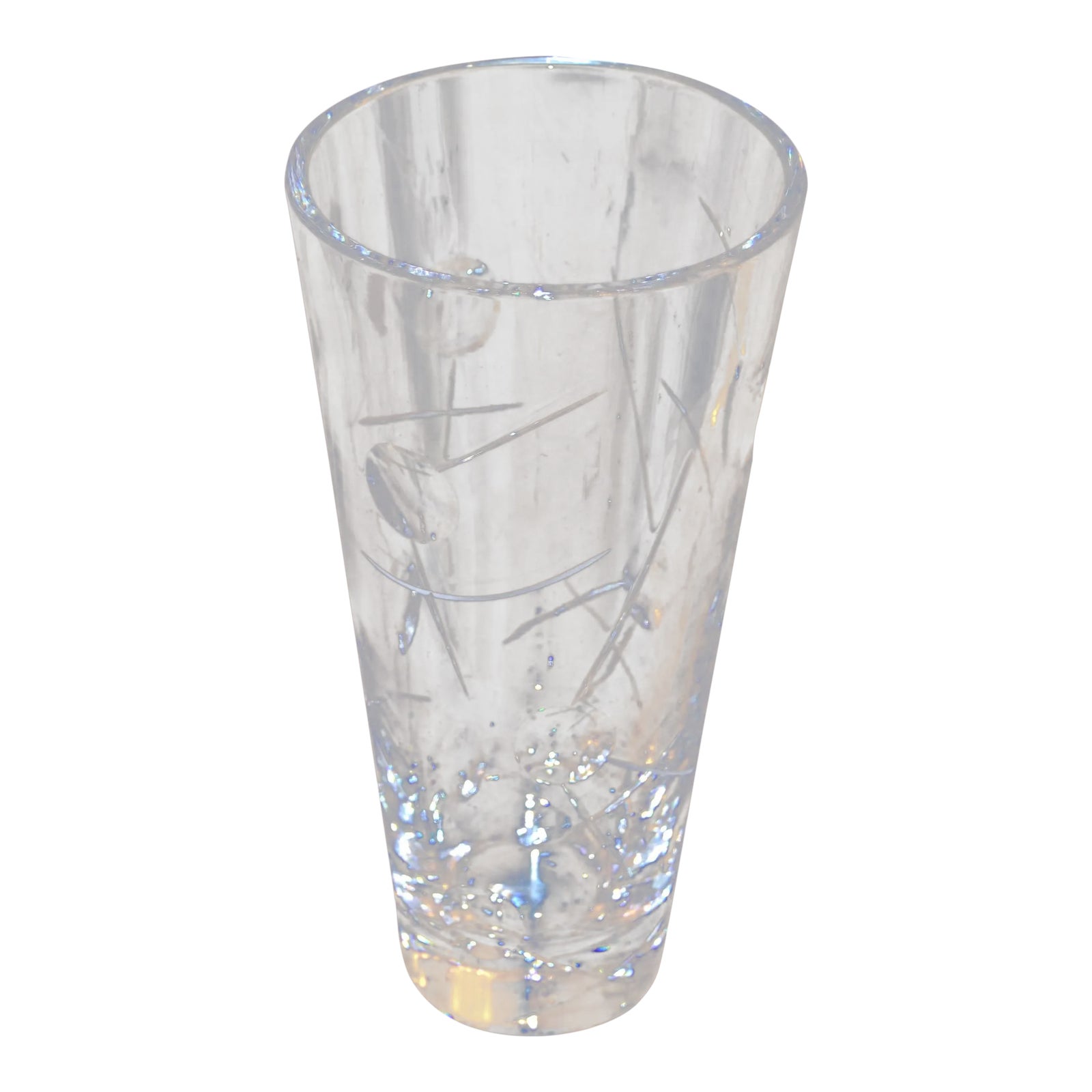 Royal Doulton Cut Crystal Vase With Bubbles and Etching, England Chairish