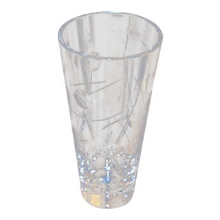 Royal Doulton Cut Crystal Vase With Bubbles and Etching, England For Sale