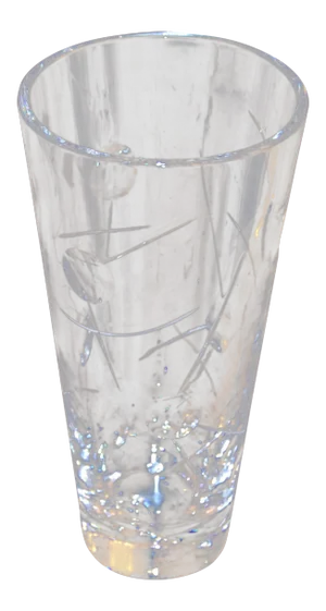 Royal Doulton Cut Crystal Vase With Bubbles and Etching, England