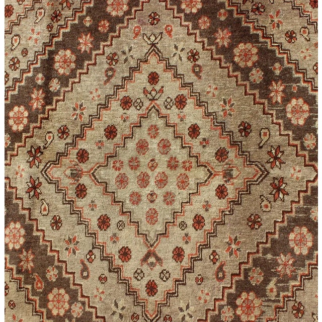 Early 20th Century Antique Khotan Rug With Paired Diamond Medallions in Brown and Earth Tones For Sale In Atlanta - Image 6 of 10