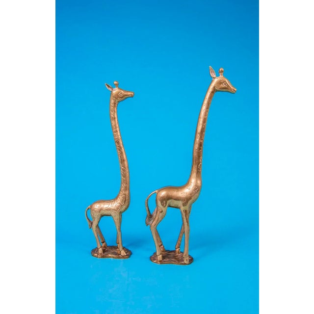 Brass Vintage 1970's Solid Brass Giraffes - a Pair For Sale - Image 8 of 10