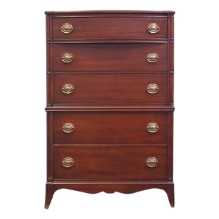 Huntley Furniture Solid Mahogany Traditional Duncan Phyfe Style 34" Chest of Drawers 1850 For Sale