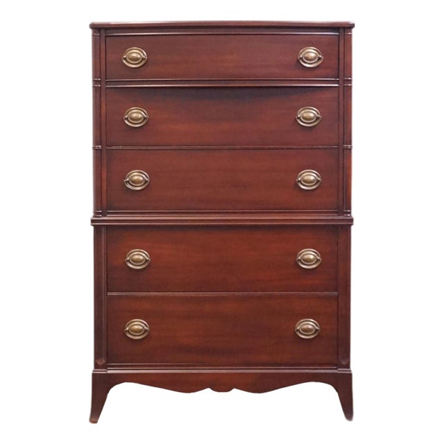 Huntley Furniture Solid Mahogany Traditional Duncan Phyfe Style 34" Chest of Drawers 1850 For Sale